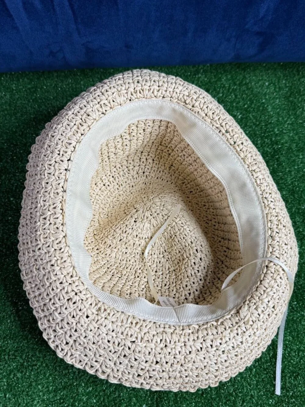 Dolce & Gabbana Natural Straw Hat with Light Blue Band